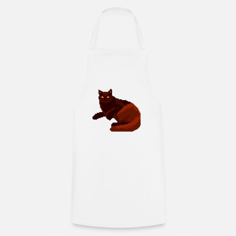 Red Night Cat Pixel Art - Cooking Apron - white