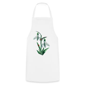 Two snowdrops with ladybugs - Cooking Apron - white - Front - AI Model Male 185 dark (185cm)