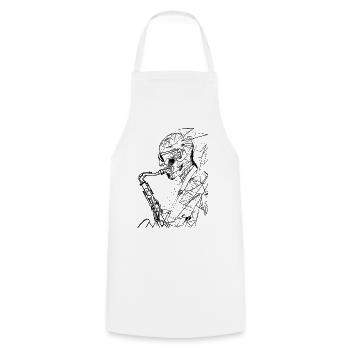 Saxophonist Drawing - Cooking Apron - white - Front - AI Model Male 185 dark (185cm)