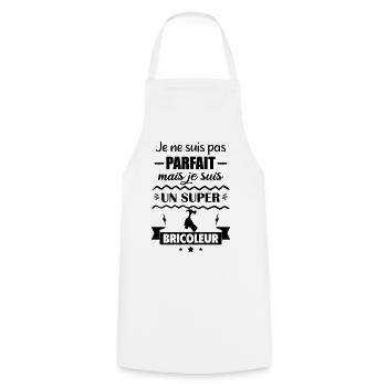 Pas parfait mais super bricoleur - Tablier de cuisine - blanc - Devant - AI Model Male 185 dark (185cm)