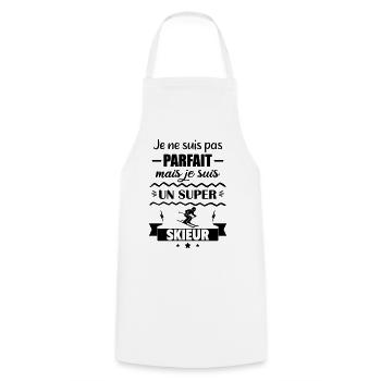 Not perfect but great skier - Cooking Apron - white - Front - AI Model Male 185 dark (185cm)