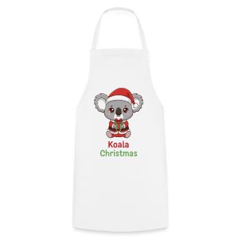 Koala Santa with Gift in Christmas Red - Cooking Apron - white - Front - AI Model Male 185 dark (185cm)