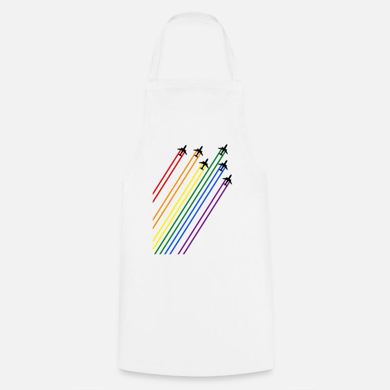 Black planes with rainbow trails - Cooking Apron - white