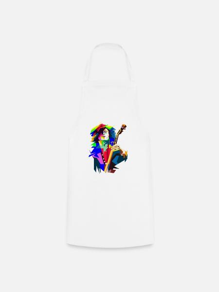 Rock And Roll Guitarist In Stage Action Pop Art - Cooking Apron - white