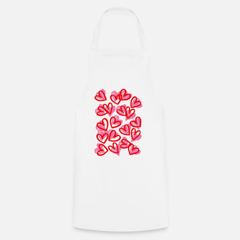 Heartfelt Doodle Hearts Pattern - Cooking Apron - white