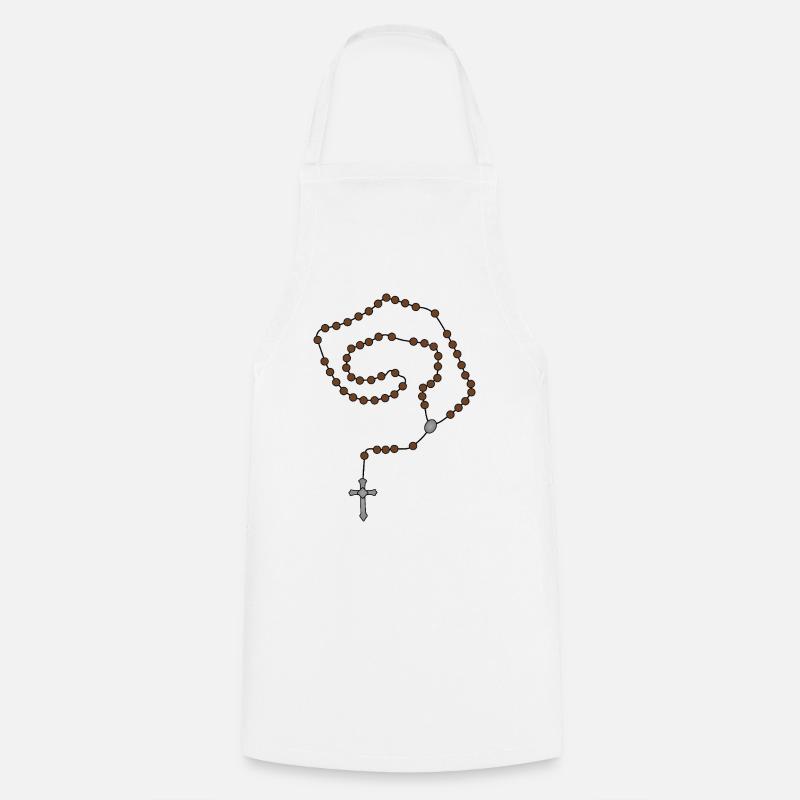 Spiral Rosary Beads on Black - Cooking Apron - white