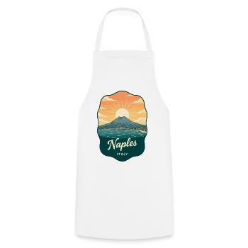 Neapel Mount Vesuvius Retro Reiseabzeichen - Kochschürze - Weiß - Vorne - AI Model Male 185 dark (185cm)