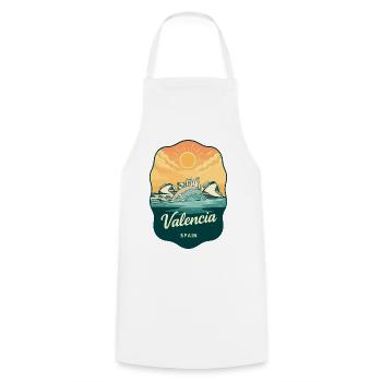 Valencia, Spanien Vintage Sunset Reiseabzeichen - Kochschürze - Weiß - Vorne - AI Model Male 185 dark (185cm)