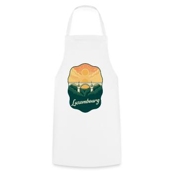 Emblème vintage du pont Adolphe du Luxembourg - Tablier de cuisine - blanc - Devant - AI Model Male 185 dark (185cm)