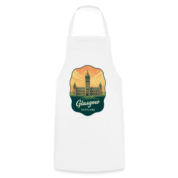 Glasgow Scotland Retro Sunset Travel Badge - Cooking Apron - white - Front - AI Model Male 185 dark (185cm)