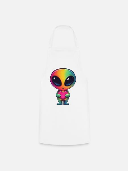 Regenbogenalien Herzfreund - Kochschürze - Weiß