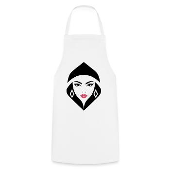 Cobra Queen – powerful, feminine, and commanding - Cooking Apron - white - Front - AI Model Male 185 dark (185cm)