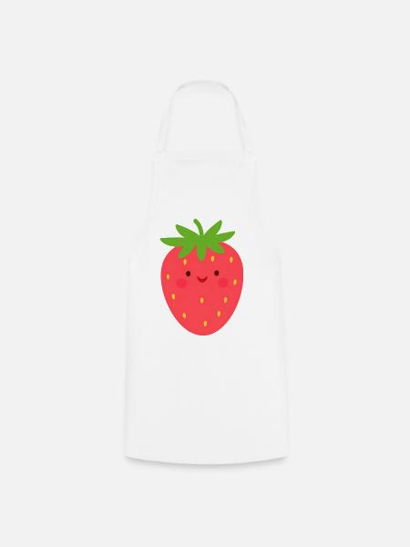 Rote Kawaii Erdbeere – Süße Frucht Design - Kochschürze - Weiß