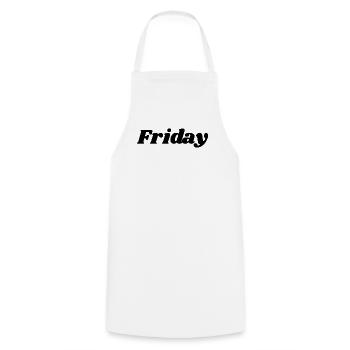 Vendredi – Lettrage noir - Tablier de cuisine - blanc - Devant - AI Model Male 185 dark (185cm)