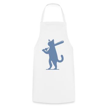 Minimalist Cat Baseball Player Silhouette - Kochschürze - Weiß - Vorne - AI Model Male 185 dark (185cm)