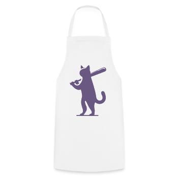 Minimalistische Katzen-Baseballspieler Silhouette - Kochschürze - Weiß - Vorne - AI Model Male 185 dark (185cm)