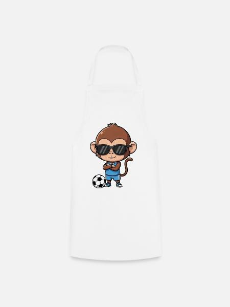 Süßer Schimpanse Fußballspieler Cartoon - Kochschürze - Weiß