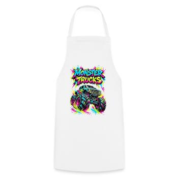 Monster Trucks Graffiti Neon - Kochschürze - Weiß - Vorne - AI Model Male 185 dark (185cm)