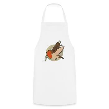Aquarell Robin auf Kreis - Kochschürze - Weiß - Vorne - AI Model Male 185 dark (185cm)
