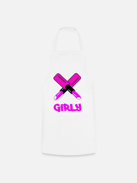 GIRLY Neon Cutout Typography - Kochschürze - Weiß
