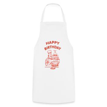 Döner Kebab - Geburtstagskuchen mit Happy Birthday - Kochschürze - Weiß - Vorne - AI Model Male 185 dark (185cm)