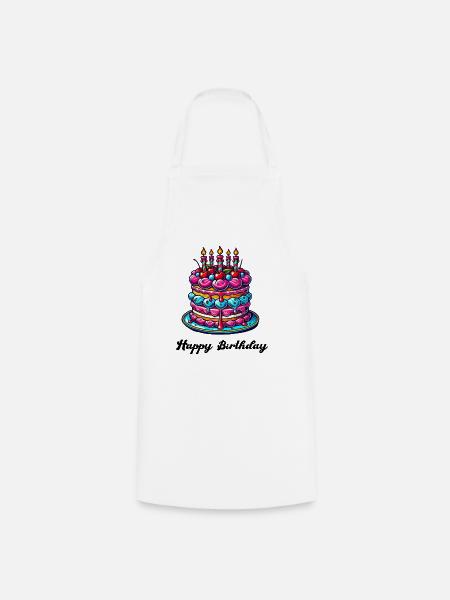 torte birthday - Kochschürze - Weiß