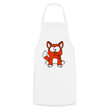 chien renard drôle grimace plisser la langue - Tablier de cuisine - blanc - Devant - AI Model Male 185 dark (185cm)