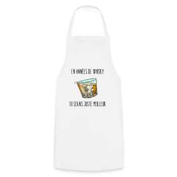 en années de whisky - Tablier de cuisine - blanc - Devant - AI Model Male 185 dark (185cm)