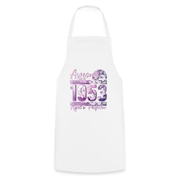 1953 Born birthday woman - Cooking Apron - white - Front - AI Model Male 185 dark (185cm)