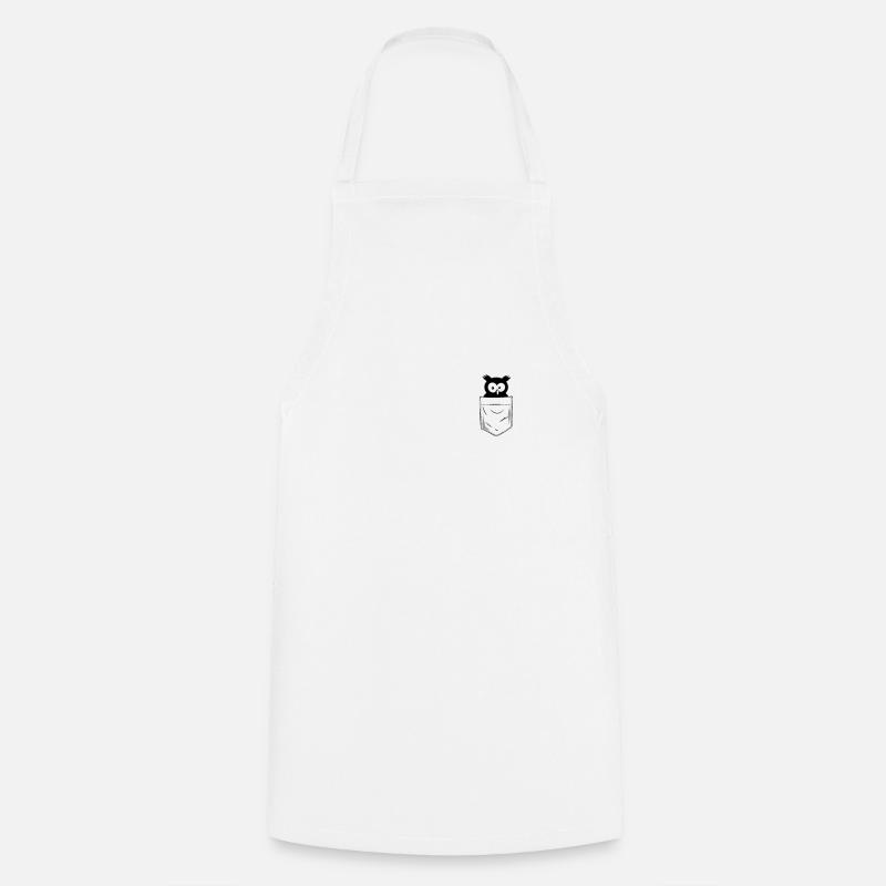 Eule in der Brusttasche - Kochschürze - Weiß
