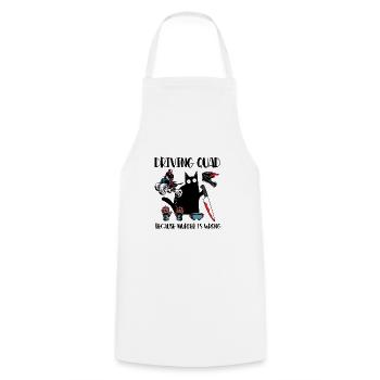 Quad Because Murder Is Wrong Black Cat - Cooking Apron - white - Front - AI Model Male 185 dark (185cm)