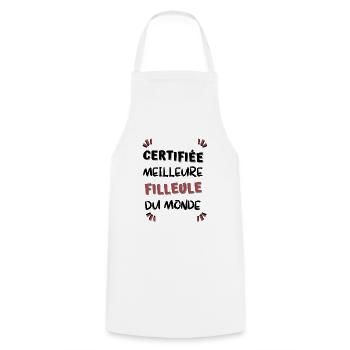 Certifiée meilleure filleule du monde ! filleule - Tablier de cuisine - blanc - Devant - AI Model Male 185 dark (185cm)