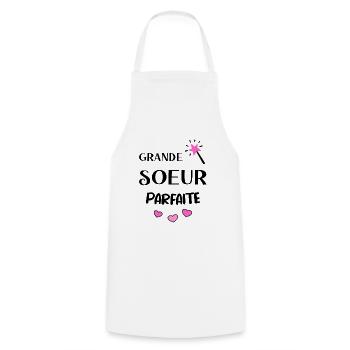 Grande soeur parfaite - cadeau grande soeur - Tablier de cuisine - blanc - Devant - AI Model Male 185 dark (185cm)