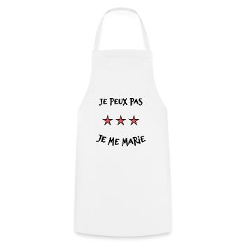 JE PEUX PAS. JE ME MARIE. JUST MARRIED - Tablier de cuisine - blanc - Devant - AI Model Male 185 dark (185cm)