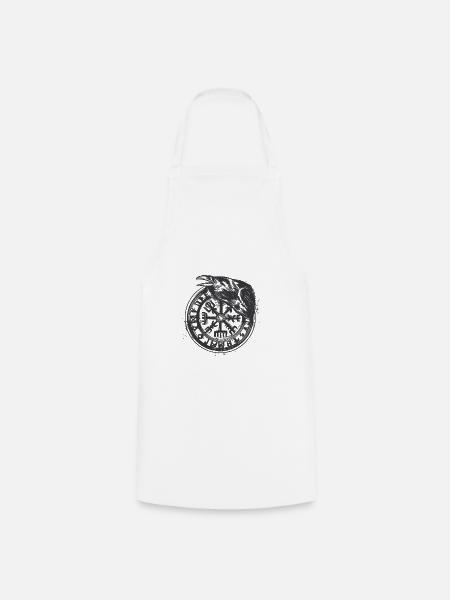 Wikinger Vegvisir Rune mit Krähe - Kochschürze - Weiß