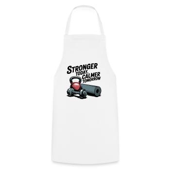 Stronger Today, Calmer Tomorrow – Fit & Zen - Cooking Apron - white - Front - AI Model Male 185 dark (185cm)