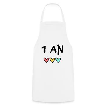 1 AN. 1er ANNIVERSAIRE. ANNIVERSAIRE 1 AN. 1 - Tablier de cuisine - blanc - Devant - AI Model Male 185 dark (185cm)