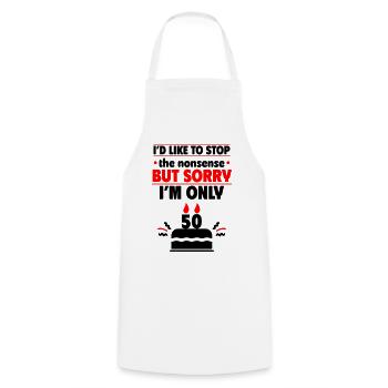 50th Birthday Gift, Funny & Cool - Cooking Apron - white - Front - AI Model Male 185 dark (185cm)