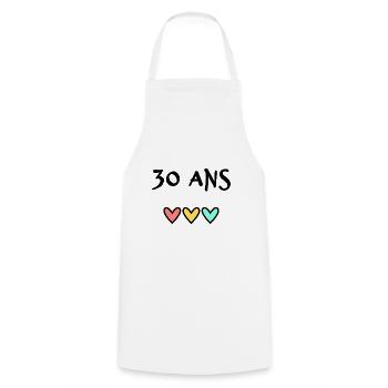 30 ANS. 30e ANNIVERSAIRE. ANNIVERSAIRE 30 ANS. 30 - Tablier de cuisine - blanc - Devant - AI Model Male 185 dark (185cm)