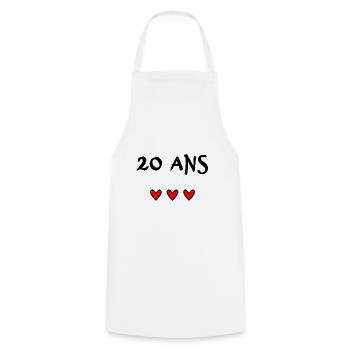20 ANS. 20e ANNIVERSAIRE. ANNIVERSAIRE 20 ANS. 20 - Tablier de cuisine - blanc - Devant - AI Model Male 185 dark (185cm)