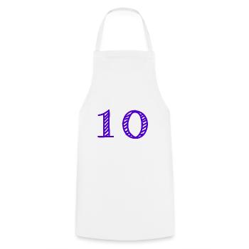 10 JAHRE. 10-JÄHRIGES JUBILÄUM. GEBURTSTAG 10 JAHRE. 10 - Kochschürze - Weiß - Vorne - AI Model Male 185 dark (185cm)