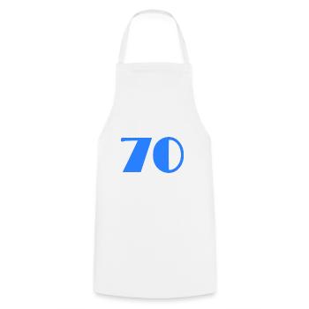 70 JAHRE. 70-JÄHRIGES JUBILÄUM. GEBURTSTAG 70 JAHRE. 70 - Kochschürze - Weiß - Vorne - AI Model Male 185 dark (185cm)