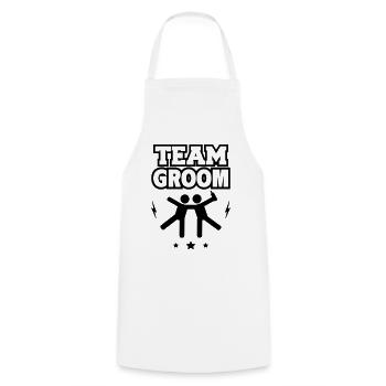 Groom's team, bachelor party - Cooking Apron - white - Front - AI Model Male 185 dark (185cm)