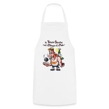 Pétanque VIP - Tablier de cuisine - blanc - Devant - AI Model Male 185 dark (185cm)