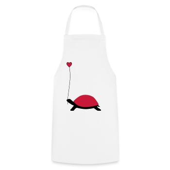 Tortue avec ballon de coeur - Tablier de cuisine - blanc - Devant - AI Model Male 185 dark (185cm)