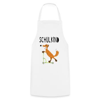 Endlich Schuldkind - Kleiner Fuchs mit Roller - Kochschürze - Weiß - Vorne - AI Model Male 185 dark (185cm)
