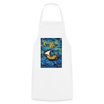 Navire dans l’océan étoilé - Tablier de cuisine - blanc - Devant - AI Model Male 185 dark (185cm)