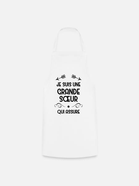 Grande Soeur Sœur Naissance Bébé Famille - Cooking Apron - white
