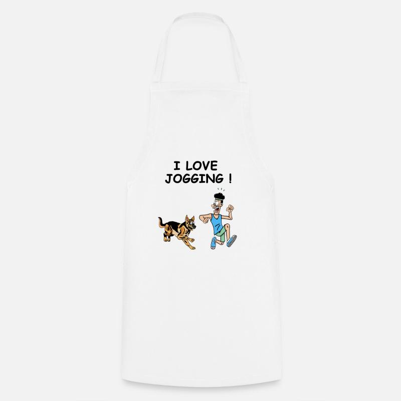 le jogger et le chien - Tablier de cuisine - blanc