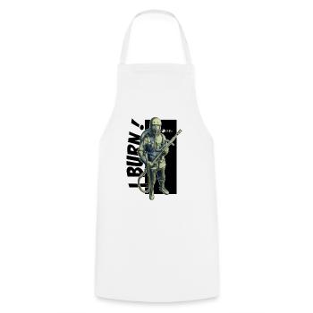 I Burn - Cooking Apron - white - Front - AI Model Male 185 dark (185cm)